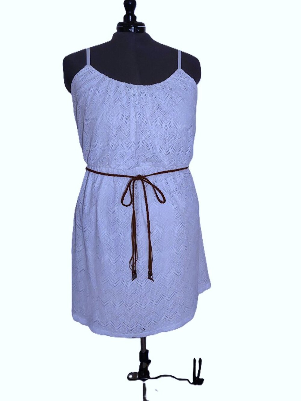 RWish - White Lace Lined Dress W/Belt SZ 2X